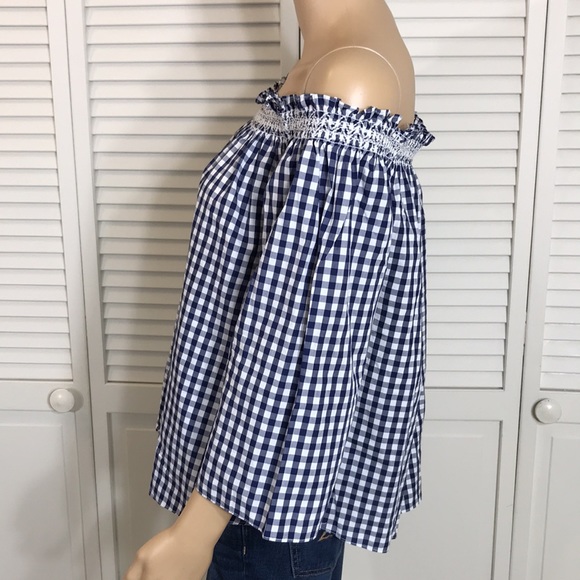 Madewell Smocked Gingham Off-the-Shoulder Top XL - Picture 12 of 15